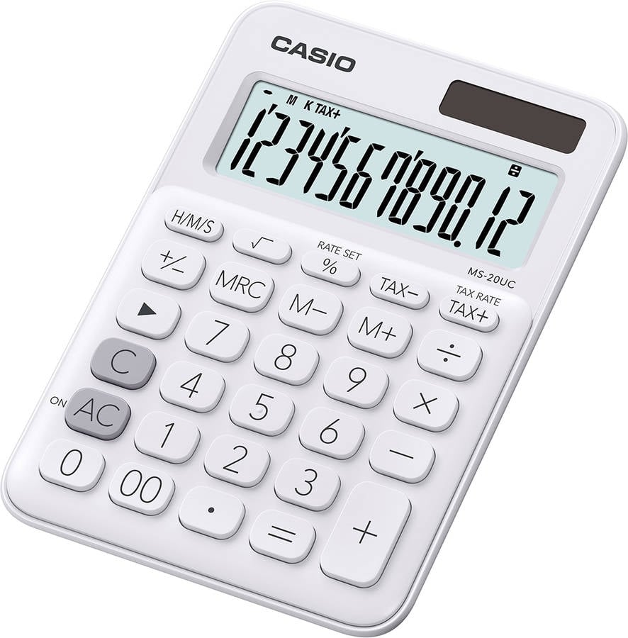 Calculadora Básica CASIO MS20UCPK Blanco (12 dígitos)