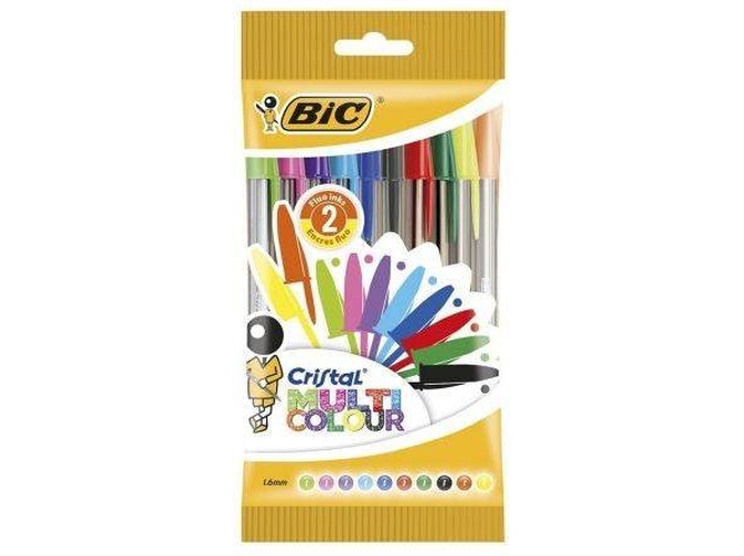 De 10 Bic cristal multicolour pack colour 1.6 mm multicolor colores punta ancha 16mm