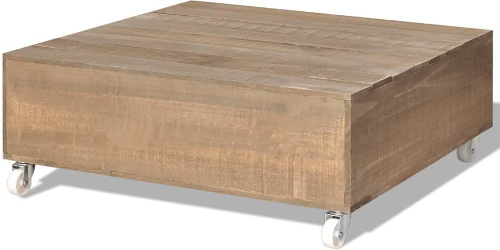 Mesa De Centro madera maciza vidaxl 4 ruedas 70x70x25 70 25