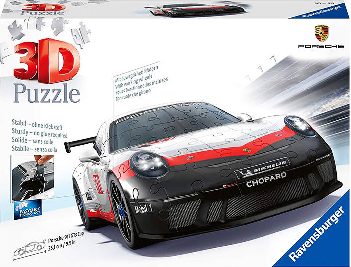 Puzzle 3D RAVENSBURGUER Porsche 911 GTE3 Cup (Edad Mínima: 12 Anos - 108 Piezas)