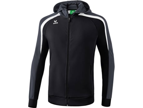 Chaqueta Entrenamiento ERIMA Liga 2.0 con Capucha (Negro, Blanco y Gris - M)