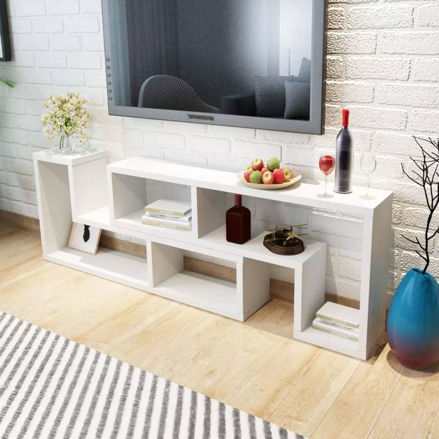 Mueble TV VIDAXL Doble ''L'' 243066 (120 x 30 x 56.4 cm - Tablero DM - Blanco)