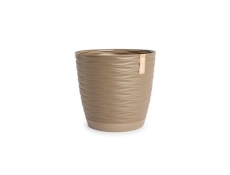 ARECA Palm - Maceta Redonda Decorativa 11 cm con Textura Taupe