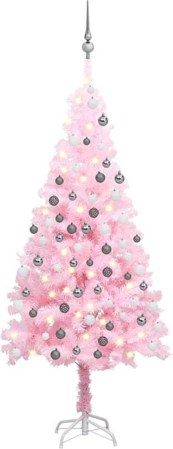 Árbol De Navidad artificial con led y pvc rosa 120 cm vidaxl luzes 65x12