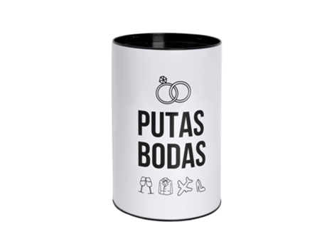 Hucha original “Bodas” Hucha bodas con mensaje Hucha grande de lata Hucha para boda divertidaMedidas: 13 x 20 centímetros FISURA