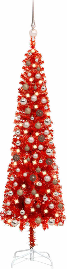 Set De Árbol navidad estrecho con led y rojo 150 cm vidaxl luces 150x43