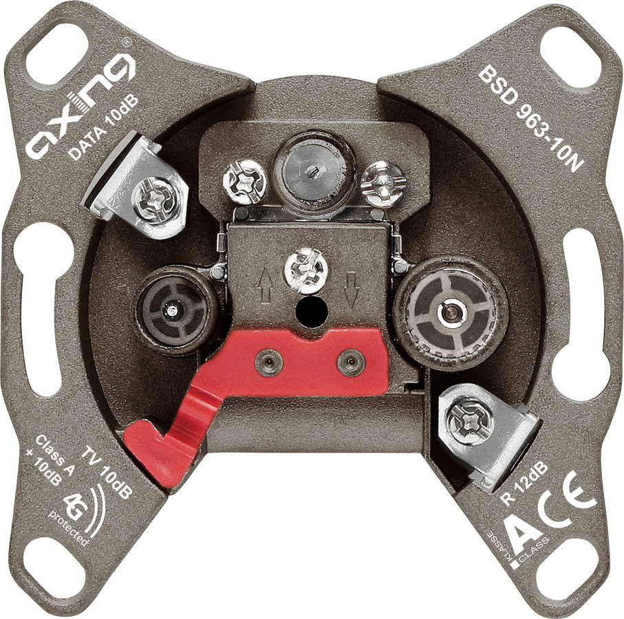 Axing Bsd96310 3port multimediadose vpe.10 catvdata durchgangsdose con 10 db anschlussdämpfun toma tvrsat 96310n