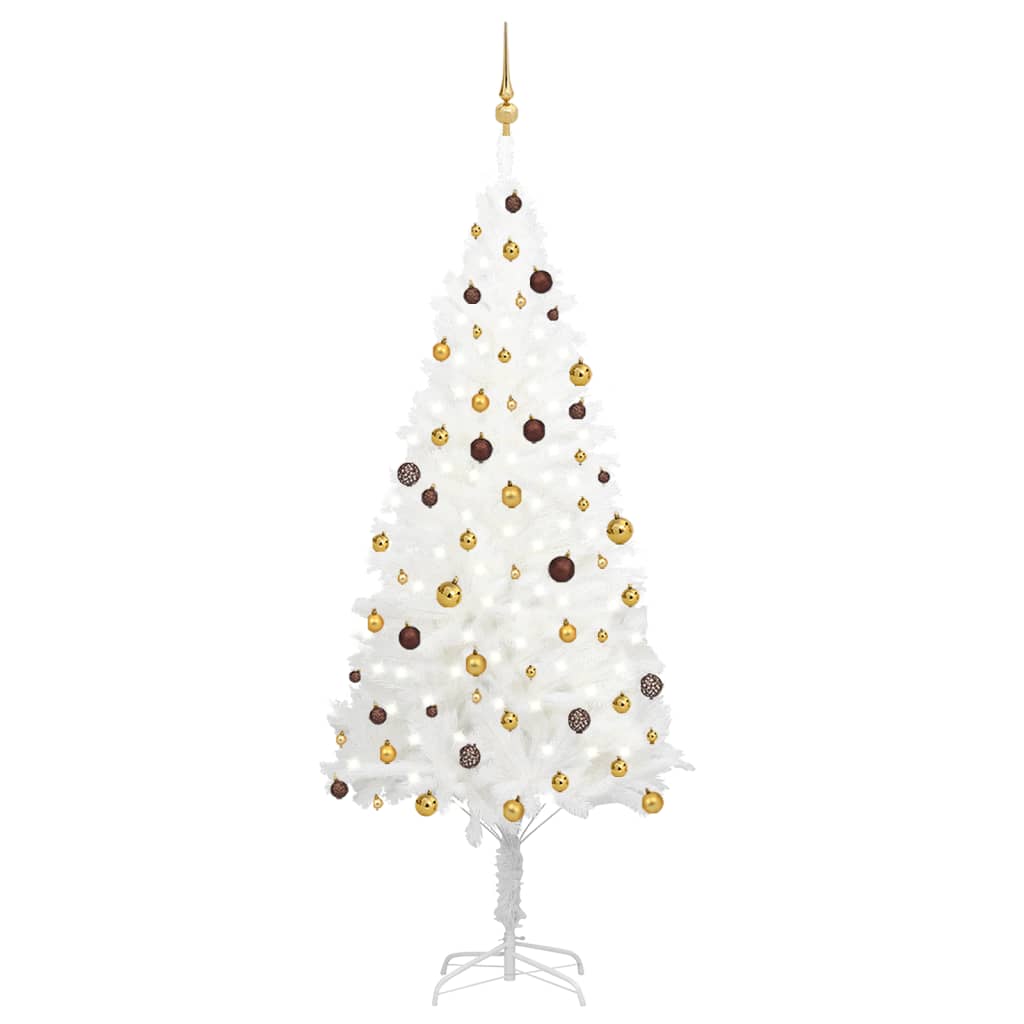 Árbol de Navidad VIDAXL con Luces LED y Bolas (Blanco - 1x24 cm)