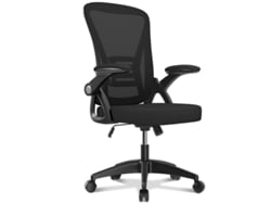 Silla de Escritorio Operativa Ergonómica NASPALURO con Reposabrazos Abatible 90° Cojín de Espuma de Alta Elasticidad (Negro)