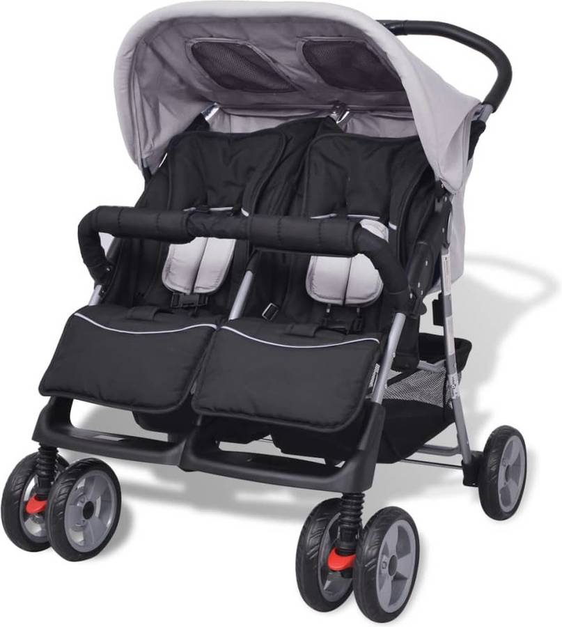 Carrito de Bebé Gemelos VIDAXL Gris