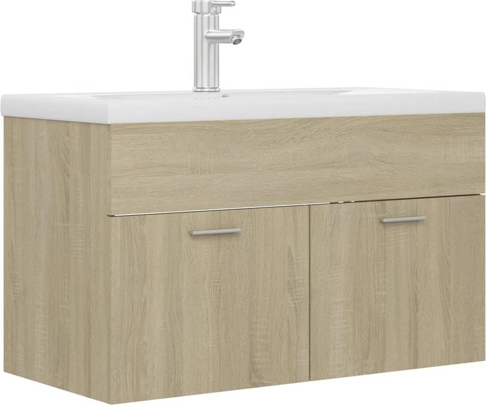 Armario + Lavabo Empotrado VIDAXL (Marrón - Madera Aglomerada - 80x38.5x46 cm)