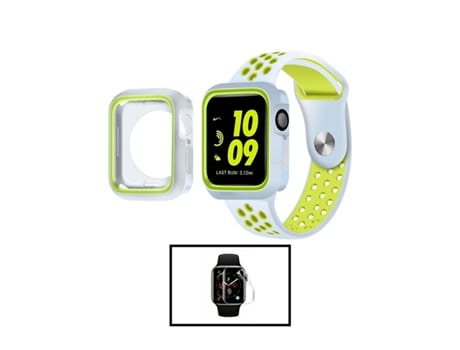 Kit de funda militar DoubleColor Pulsera SportyStyle Película de hidrogel para Apple Watch Series 9 - 41 mm - Gris / Verde