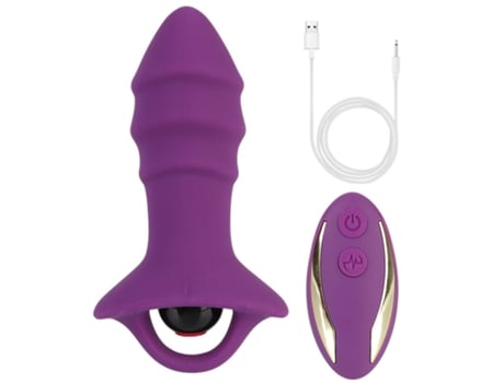 Vibrador de enchufe anal con control remoto con 9 modos para adultos (púrpura) VEANXIN