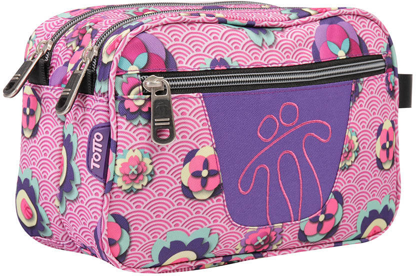 Totto Ac52eco0101820z1iv Estuche escolar dos compartimentos estampado flores japonesas unisex adult multicolor 20 cm plastilina doble 26x18x9cm