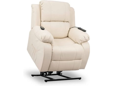 Don Descanso Relax personas trevi crema con reclinación 160º 10 programas temporizador calor lumbar sist. masaje 4 zonas y acabado pu incluye mando. ideal gente mayor levantapersonas reacondicionado beige piel 88x89x99