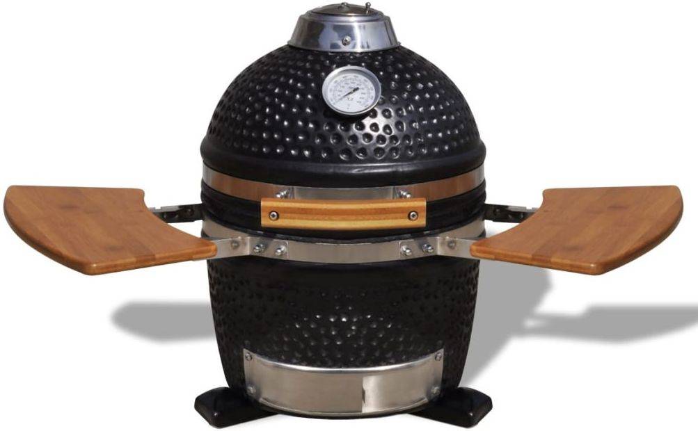 Barbacoa VIDAXL (Negro y Gris - Cerámica Kamado - 44cm)