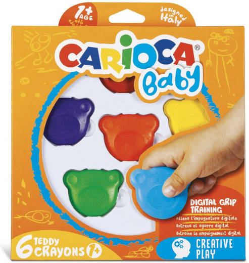 Pack de 6 Lápiz de Cera CARIOCA Baby Teddy (Multicor)