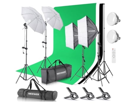 Kit de Estudio de Fotografía Softboxes Led 3 Fondos de Algodón 1.8X2.8 NEEWER