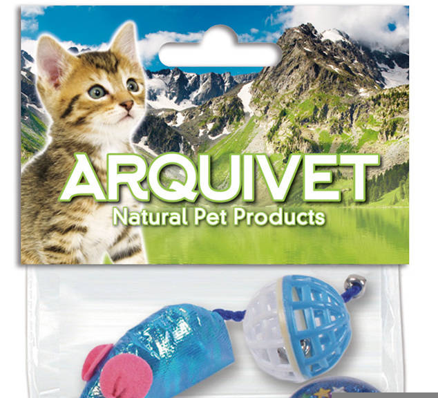 Arquivet Juguetes Para gatos kit 6 variados azules pelotas ratones rodillos interactivos