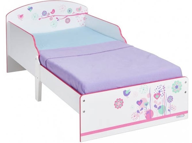 Cama Para Niños worlds apart multicor infantil con diseño de flores y madera blanco 142.00x77.00x59.00 cm