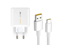 Kit Cargador 65W Fast Charge 4A Vooc 2.0 + Cabo Fast Charger Type C para Oppo Reno8 Lite GIFT4ME Blanco