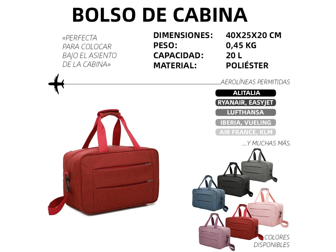 Maleta de Cabina RAYKONG Convertible En Mochila Ryanair Rojo 40 x 20 x 25 cm 20L Worten.es