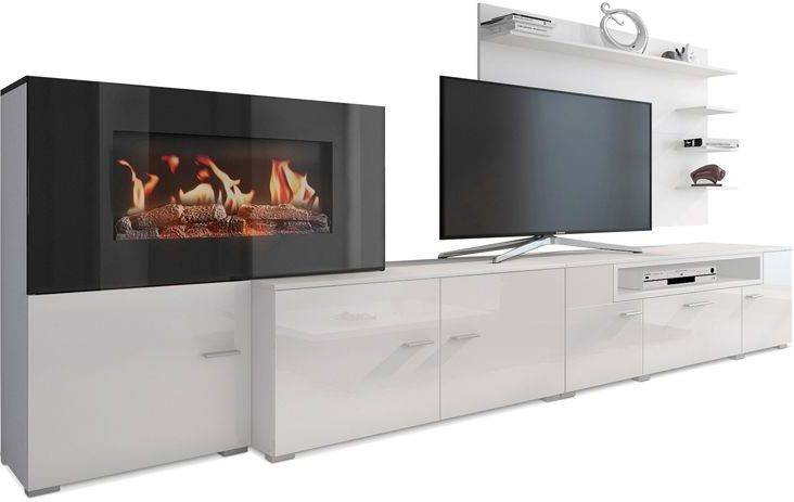 Conjunto de Muebles de TV SKRAUT HOME NEWOLYMPOWHITE  (Blanco - Melamina - 290 x 170 x 45 cm)