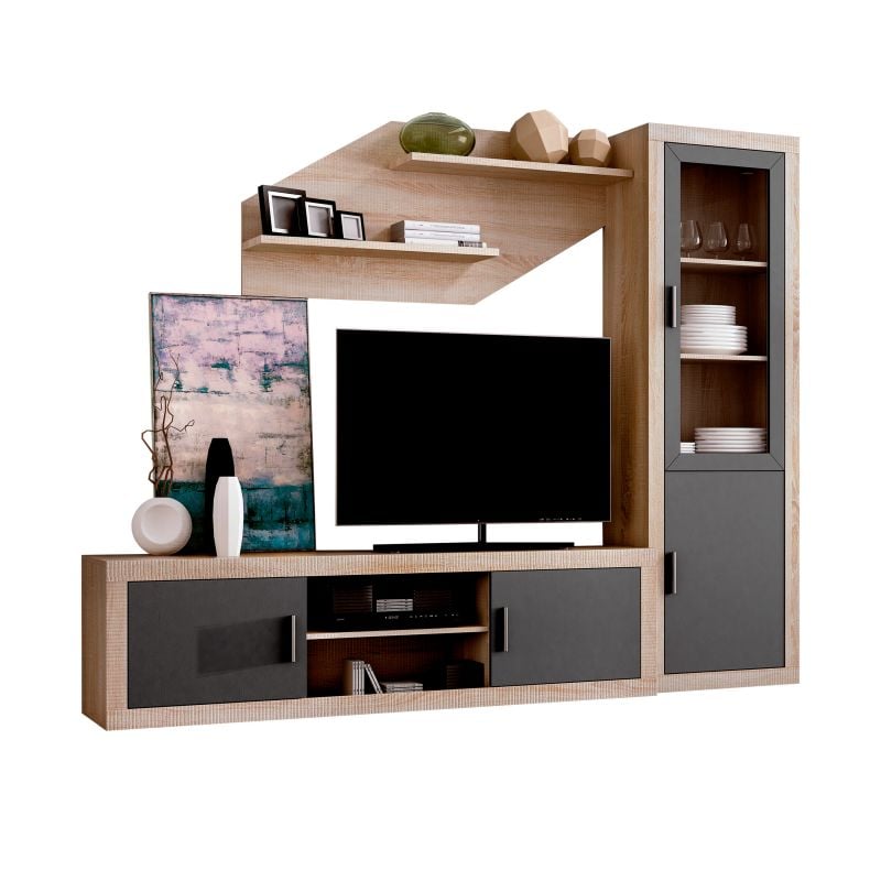 Muebles de Salón Nuka V4 HOMESOUTH (Grafito - 240x193.2x41.4 cm)