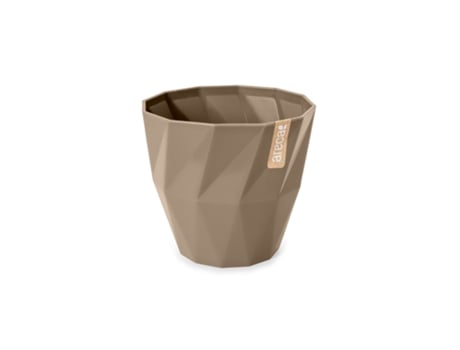 ARECA Quartz - Maceta Redonda Decorativa 95 cm con Textura Taupe