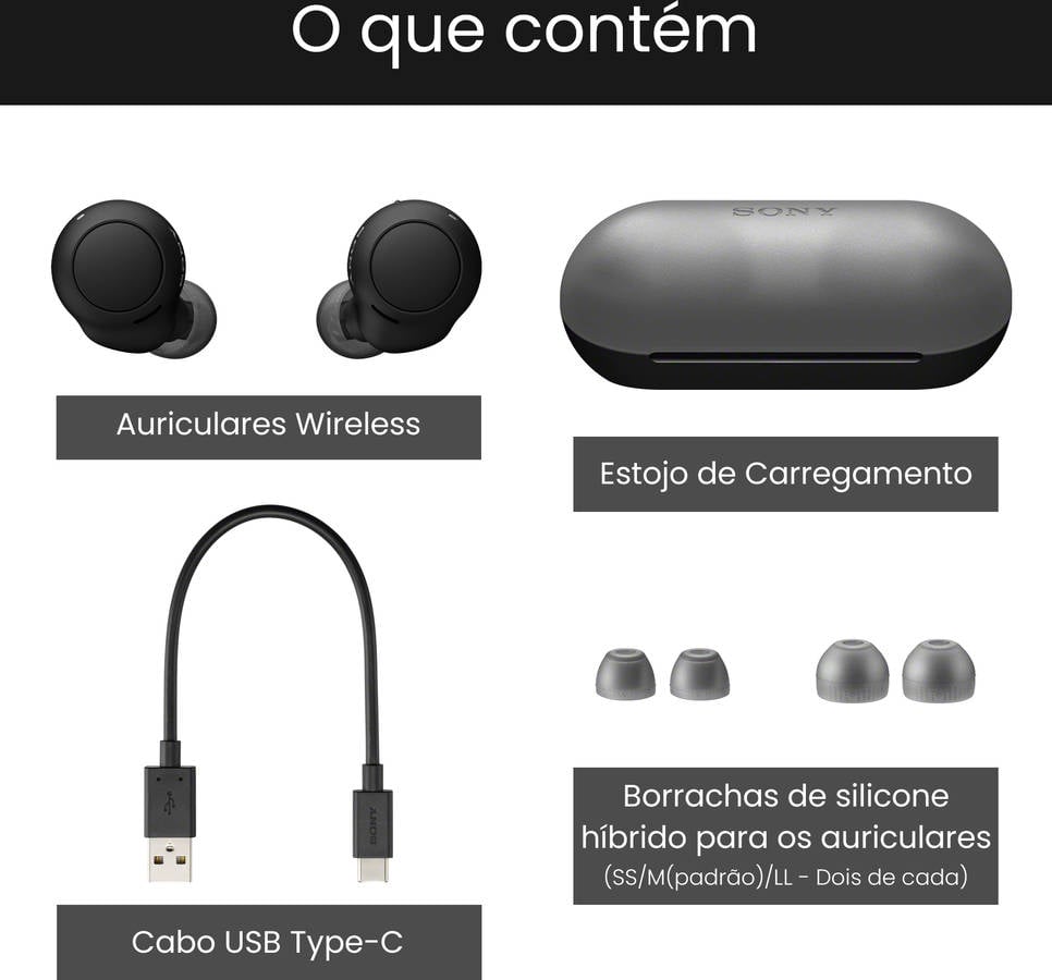 Auriculares Bluetooth True Wireless SONY Wfc500B (In Ear - Micrófono - Negro)