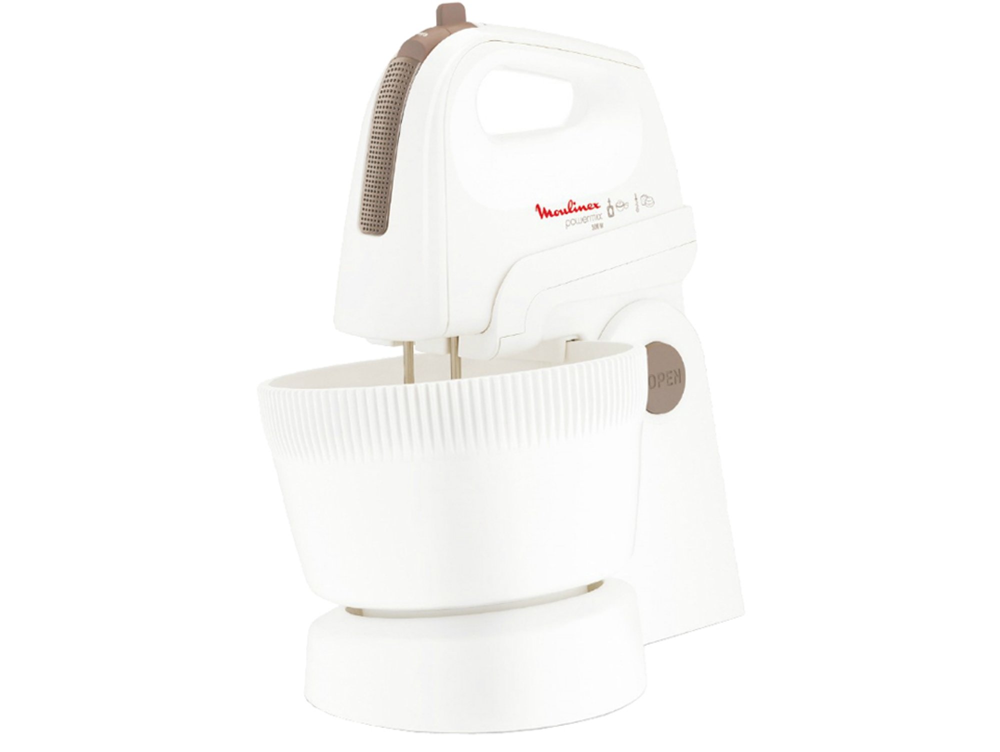 Batidora Amasadora con Bol MOULINEX HM615110 Powermix Combi (500 W - Bol 3.3 L - Blanco)