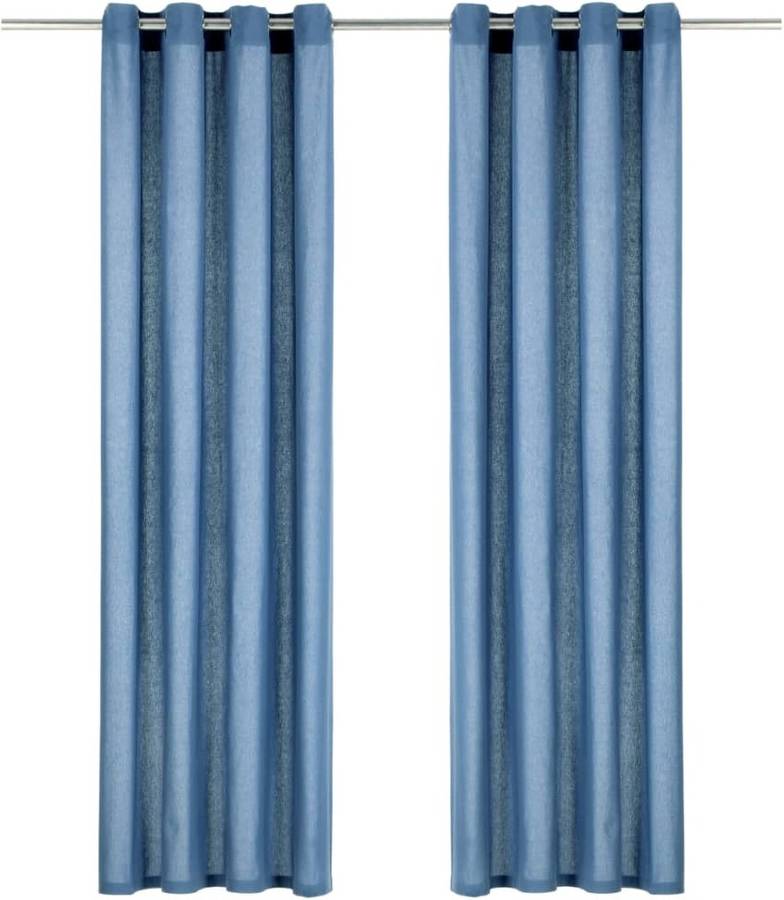 Cortinas VIDAXL con Anillas de Metal (Azul - 140x225 cm)