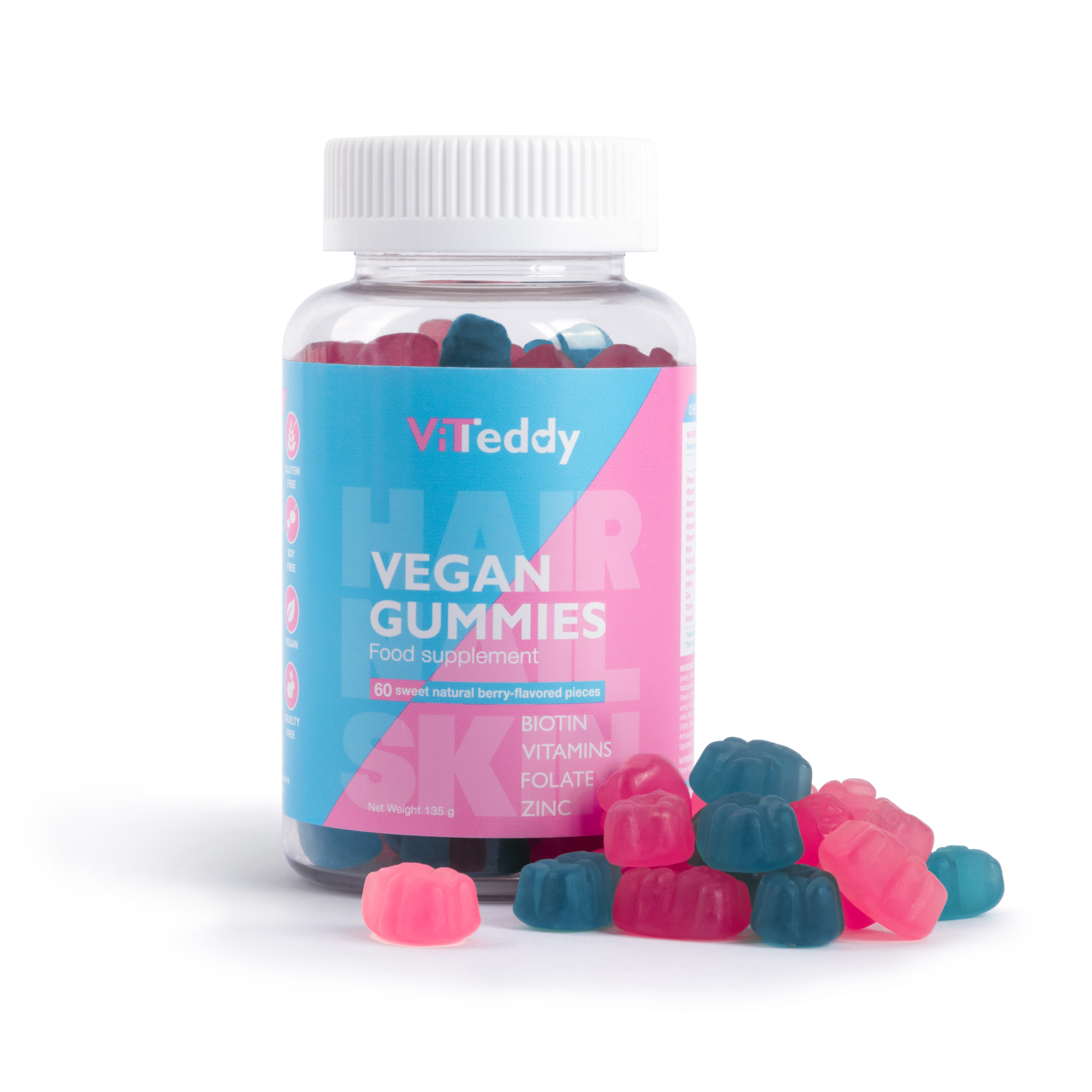 Suplemento de Cabello VITEDDY Vegan Gummies (60 unidades)