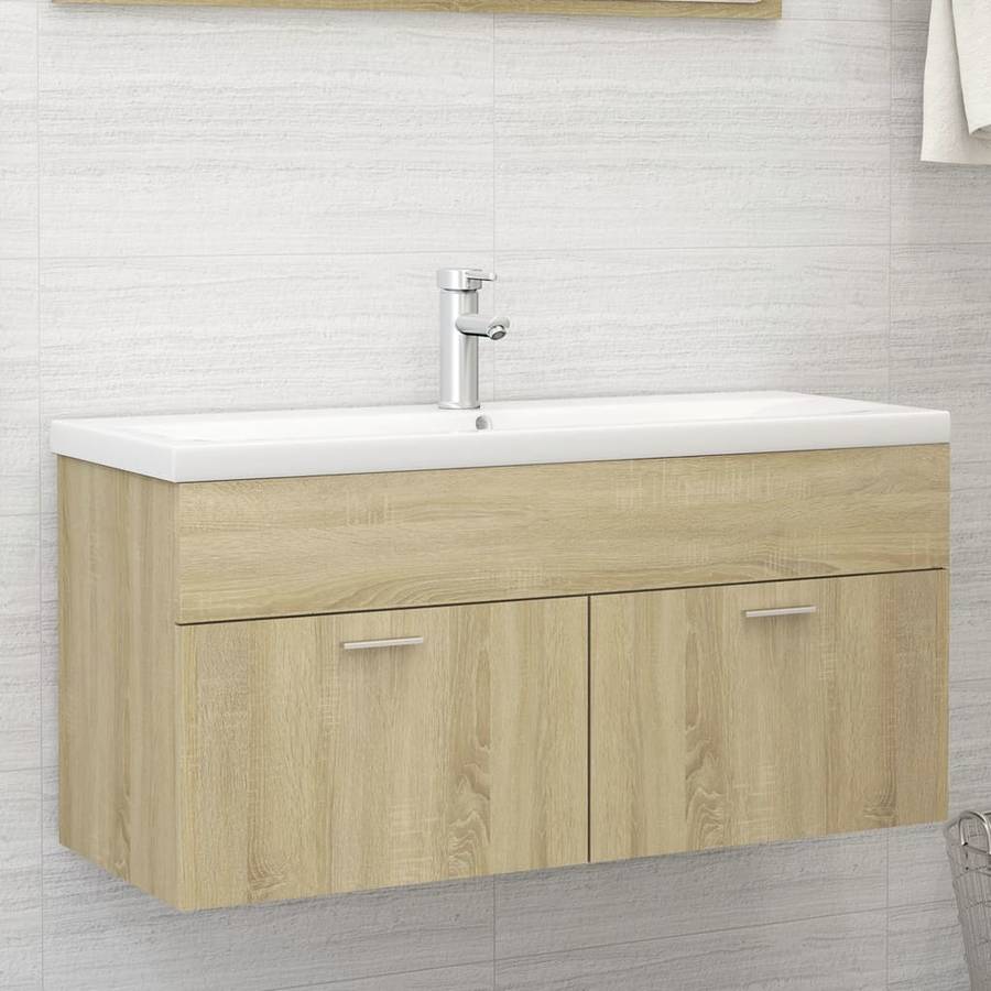 Armario + Lavabo Empotrado VIDAXL (Marrón Sonoma - Madera Aglomerada - 100x38.5x46 cm)