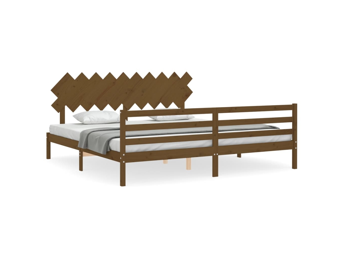 Maison Exclusive Estructura cama metal con cabecero y estribo blanco  200x200 cm