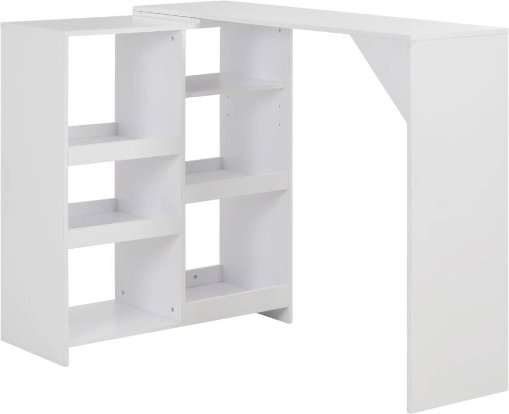 Mesa De Bar vidaxl con estantería blanca 138x40x120 280222 madera 138 39 110