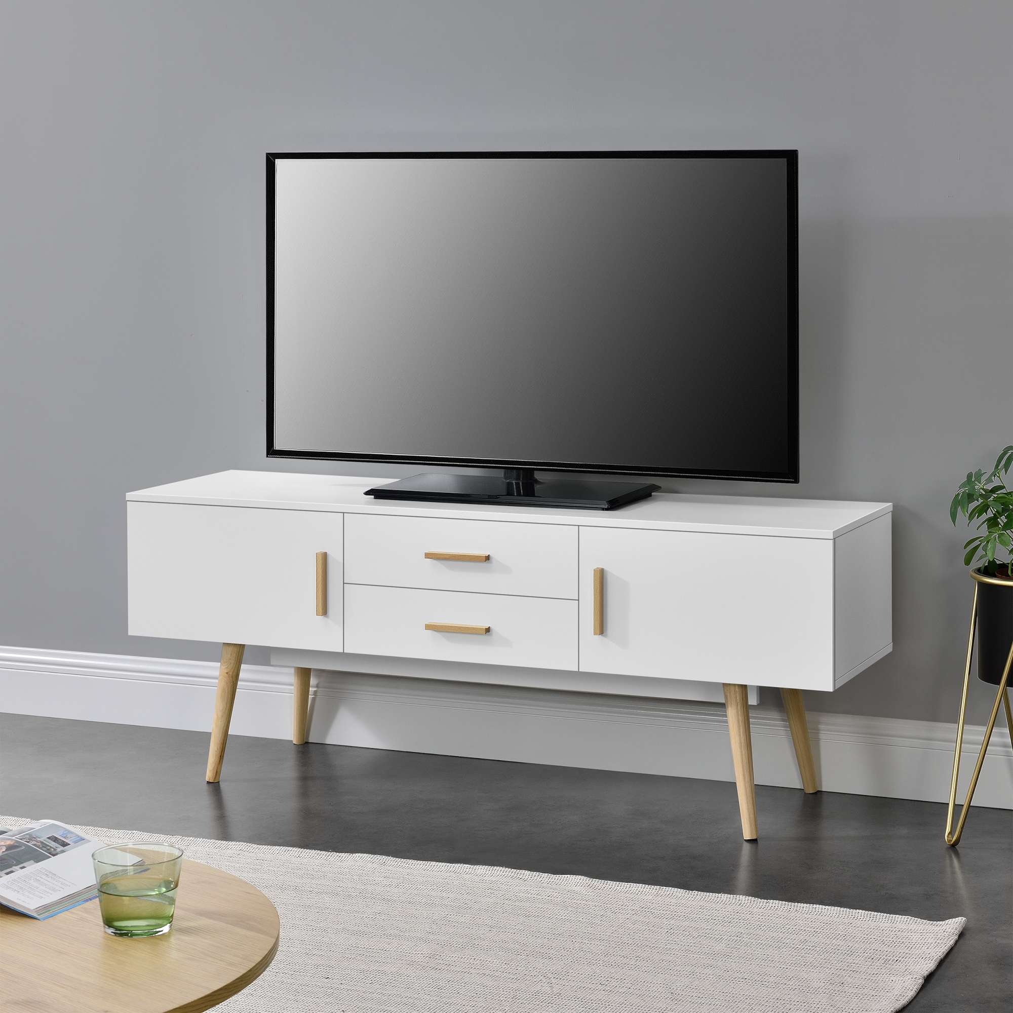 Mueble de TV [EN.CASA] (Aglomerado - Blanco - 140 x 40 x 56 cm)