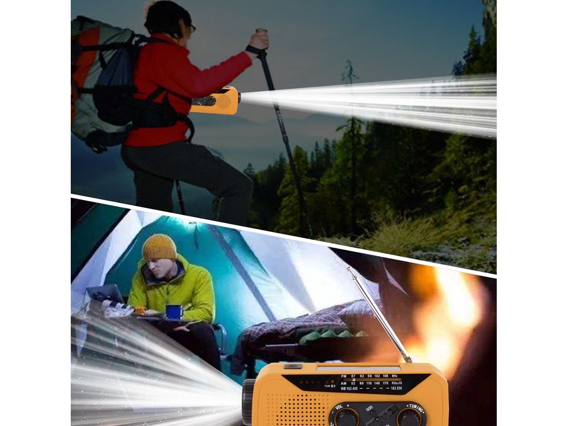 Radio meteorológica de emergencia Radio multibanda solar con pilas y  linterna para emergencias al aire libre