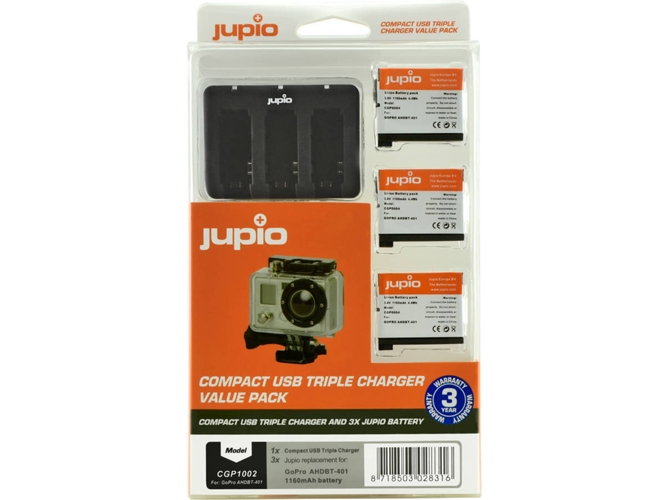 Kit Cargador JUPIO + 3 Baterías AHBDT-401 HERO 4