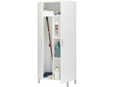 Buyqualia Armario Escobero multiusos de hogar dos puertas color blanco alto 188 ancho 82 fondo 35 vep home 59 188x81x35