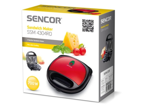 Sencor Ssm 4304Rd Sandwichera 700W Negro Rojo