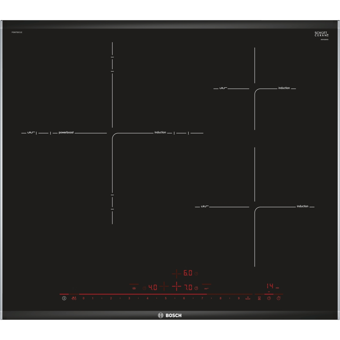 Placa de Inducción BOSCH PID675DC1E (Eléctrica - 60 cm - Negro)