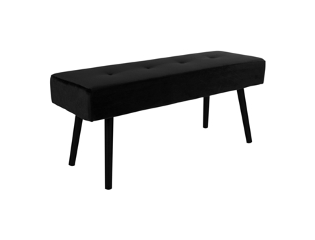 Banco de terciopelo negro con pies negros 100 x 35 x 44 cm HOUSE NORDIC