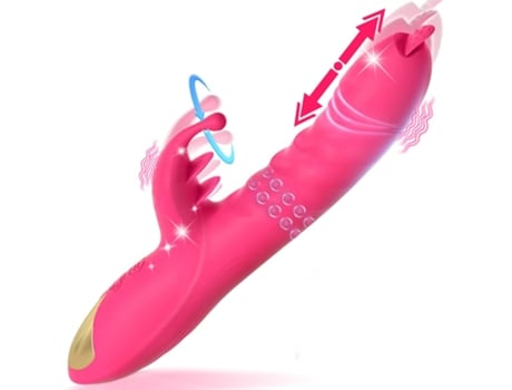 Vibrador de masaje telescópico para lamer la lengua de múltiples frecuencias para mujeres (rojo rosa) VEANXIN