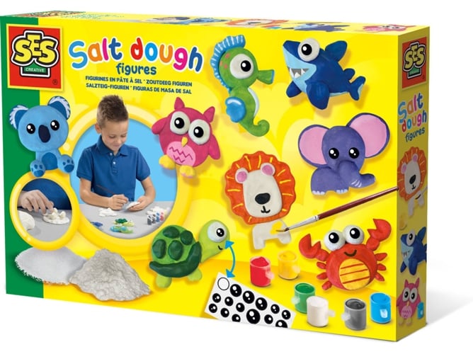 Ses Creative Figuras de masa kits manualidades para niños cepillar arcilla modelar pintura pegatinas 5 años multicolor salt