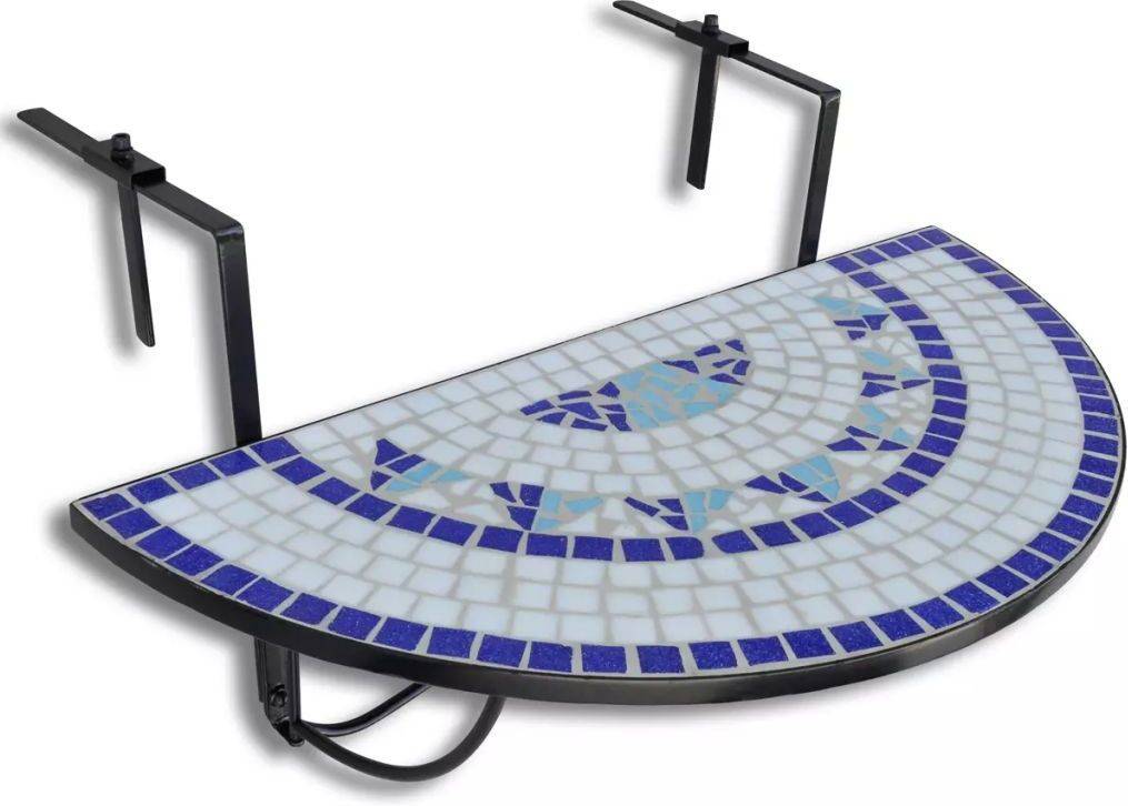 Mesa de terraza colgante VIDAXL mosaico azul y blanco