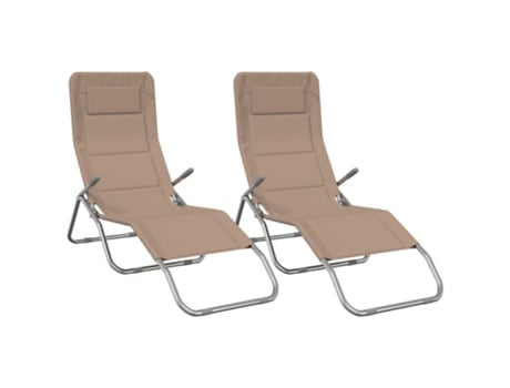 MAISON EXCLUSIVE - Tumbona plegable 2 uds textilene acero con recubrimiento taupe