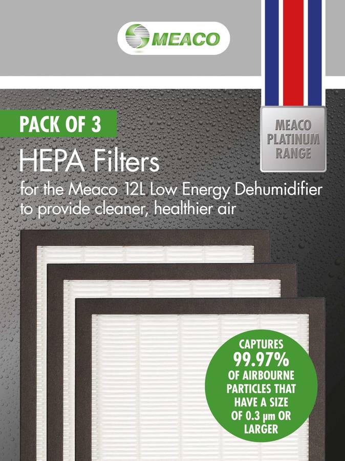 Juego de 3 Filtros MEACO HEPA para Deshumidificador 20 L