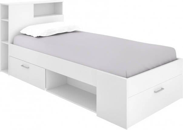 Cama Individual DKIT Lanka 03K46243 (Blanco - Madera Contrachapada, Metal - 90x190 cm)