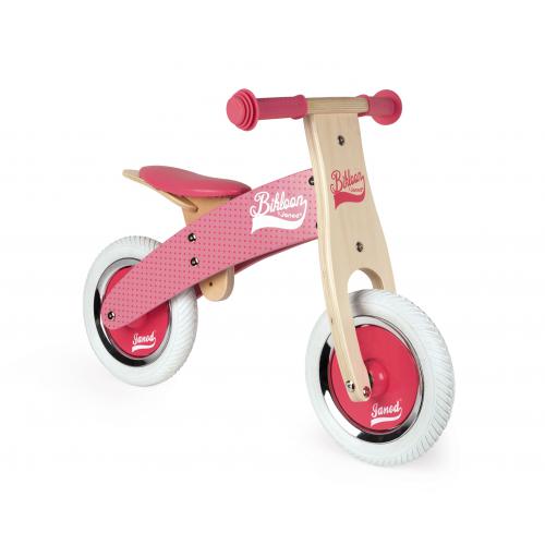 Janod Mi Primera bicicleta sin pedales bikloon madera aspecto vintage aprendiendo equilibrio y autonomía silla ajus rosa